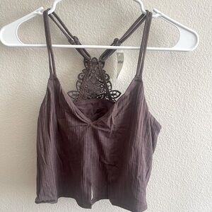 Aerie NWT Brown Strappy Crocheted Bralette Tank Top size Medium‎